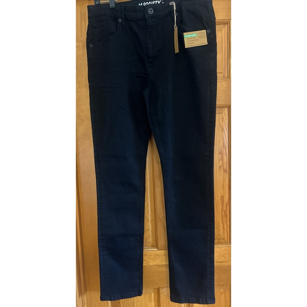 M Society Jeans Men's 36x32 Black Skinny Fit Stretchy
